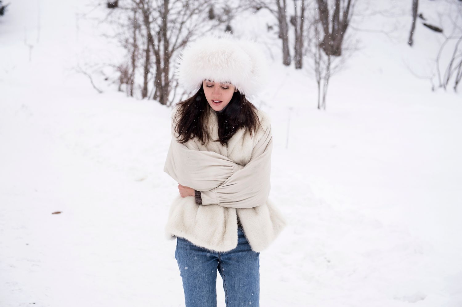 lady fur wearing a fur jacket